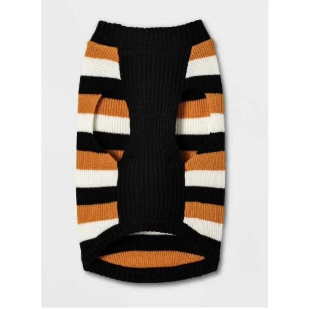 Hyde And Eek Dog Striped Halloween Sweaters Orange Black‎ White Size Small